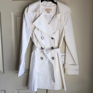 Michael Kors White Belted Rain Coat